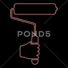Neon Paint Roller In Hand Use Tool Arm