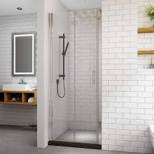 32 To 33 1 4 In W X 72 In H Bi Fold Frameless Shower Doors In Chrome With Clear Glass