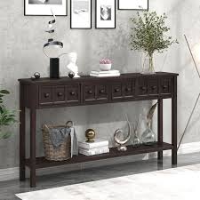 Espresso Rectangle Wood Console Table