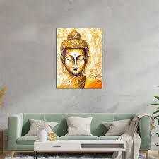 Gautam Buddha Golden Oil Painting