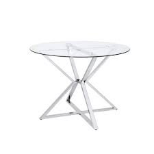 Kapela 41 5 In Chrome And Glass Round Dining Table