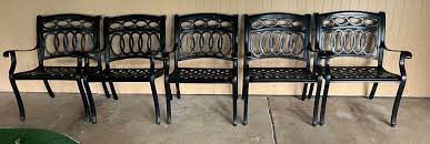 5 Black Metal Patio Chairs