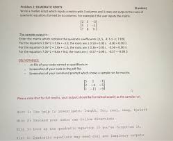 Quadratic Roots Write A Matlab Script