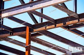 low angle view of steel beams at