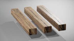3d reclaimed walnut wood beams model