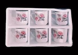 White Flower Printed Ceramic Tea Cup Set