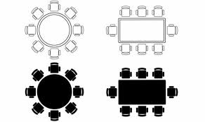 Round Table And Chairs Vector Art