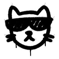 Spray Painted Graffiti Cat Icon Word