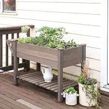 Aivituvin Raised Garden Bed With Large Storage Shelf Wooden Herb Planter Gut02 Brown M