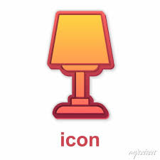 Gold Table Lamp Icon Isolated On White