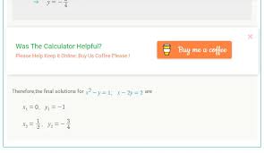 Quadratic Simultaneous Equations Solver