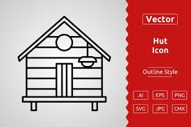 Vector Hut Outline Icon Design Graphic