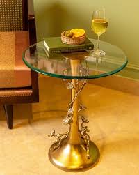 Buy Logam Fl Glass Top Side Table