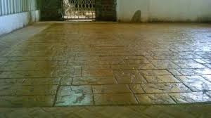 Gray Stamped Concrete Flooring In