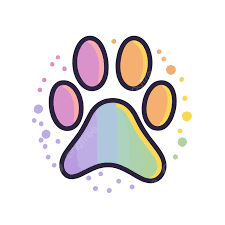 Dog Paw Print Icon With An Rainbow
