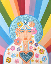 Psychedelic Goddess Art Print 1960s
