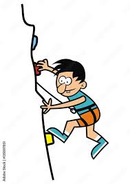 Climbing Wall And Boy Funny Vector