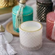 4 20 Oz White Luxury Glass Candle Jars