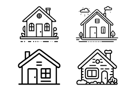 House Icon Outline Style Home Line Art