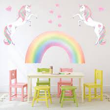 Rainbow Unicorns Love Hearts Wall Sticker