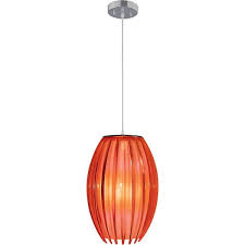 Volume Lighting 1675 Single Light 7 Wide Mini Pendant With Red Shade Brushed Nickel