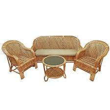 5 Seater Cane Brown Bamboo Sofa And