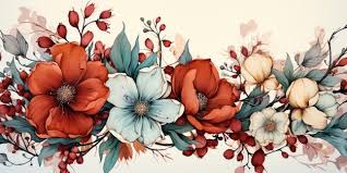 A Painting Of Flowers On A White
