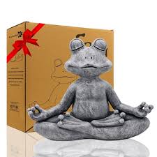 12 5 In X 10 In Original Zen Yoga Frog Figurine Outdoor Statue Garden Decor Sculptures Unique Gift Idea