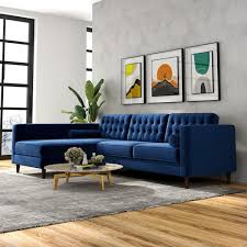 Ocean 102 In W Square Arm 2 Piece L Shaped Velvet Living Room Left Facing Corner Sectional Sofa In Blue Seats 4