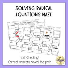 Solving Radical Equations Maze