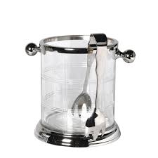 Etched Glass Ice Bucket Barware