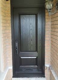 Black Single Entry Door With Oak Grain