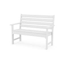 Polywood Grant Park Bench In White Outdoor Furniture Size 48