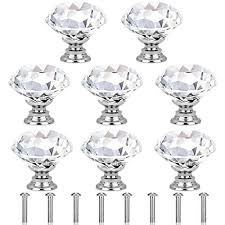 8pcs Crystal Door Knobs Glass Drawer