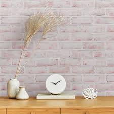 Tempaper Brick White Washed Removable L And Stick Vinyl Wallpaper 28 Sq Ft