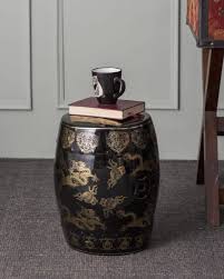 Stool Dragon Ceramic Black B33h45cm