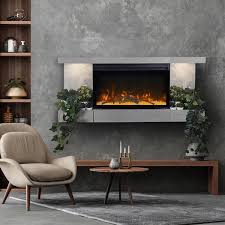 Activeflame Home Decor Series 48 In Fireplace Cap Shelf Mantel With Lighting Urban Cement