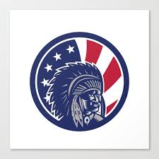 Native American Indian Chief Usa Flag