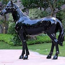 Black Stone Horse Statue For Exterior