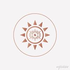Abstract Outline Sun Or Moon With Eye