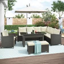 Afoxsos 6 Piece U Style Rattan Wicker