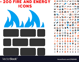 Fire Wall Icon With Bonus Set Royalty