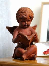 Rustic Book Reading Angel Statue Decor