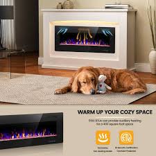 Edendirect 42 In Wall Mounted Electric Fireplace In Black Low Noise Remote Control Timer Touch Screen Black 42