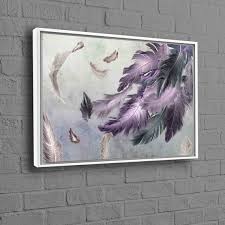 Gray Feather Painting Modern Canvas Art