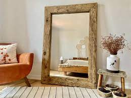 Rustic Wood Mirror Bedroom Wall Decor