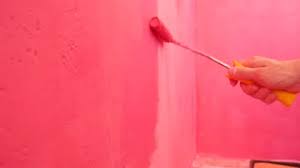 Paint The Wall With A Pink Paint Roller