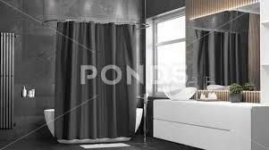Blank Black Closed Shower Curtain