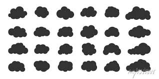 Black Abstract Clouds Set Weather Icon