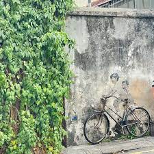 Penang Street Art Kids On Bicycle